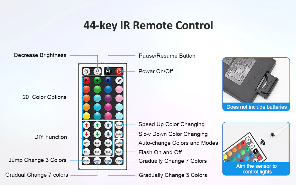 Tira de luces LED con Control Bluetooth y Control  color RGB