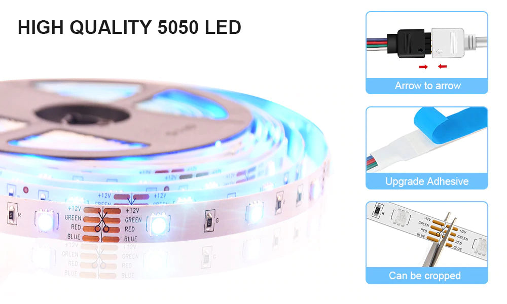 Tira de luces LED con Control Bluetooth y Control  color RGB