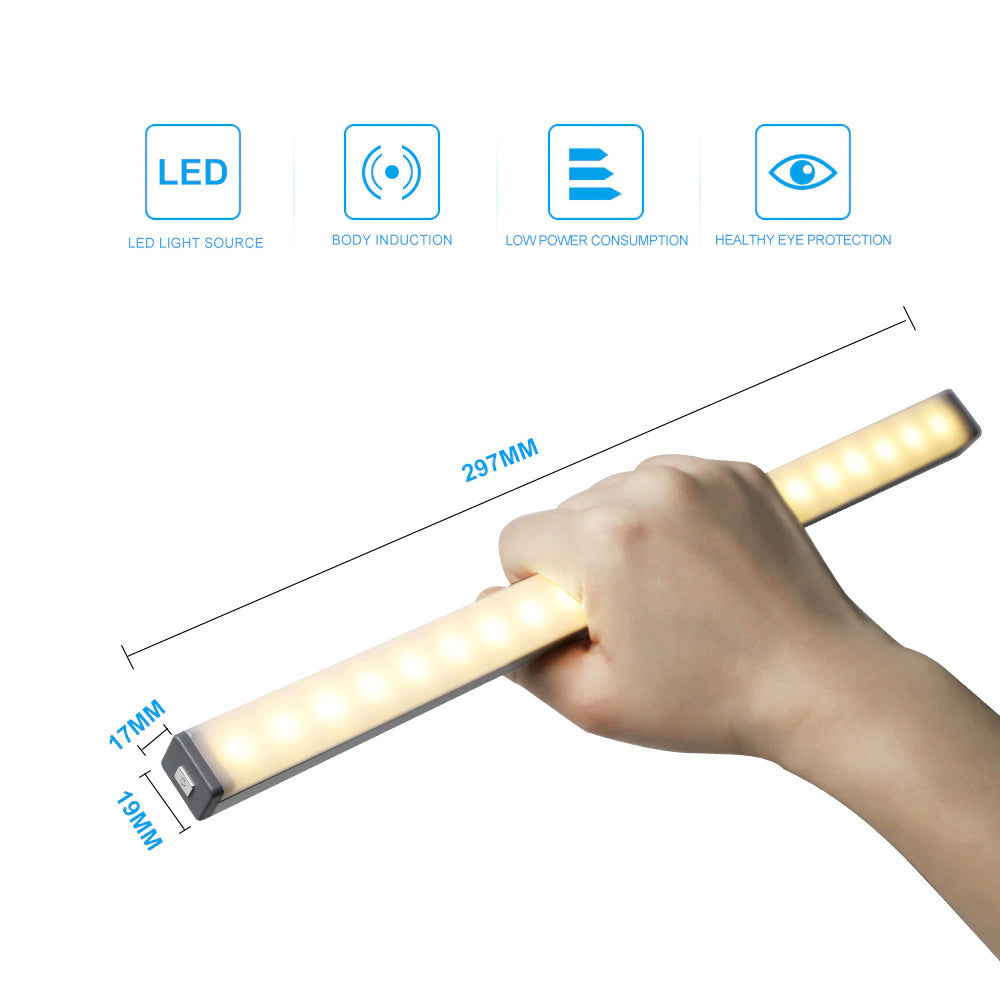 Luz LED con sensor de movimiento, carga USB