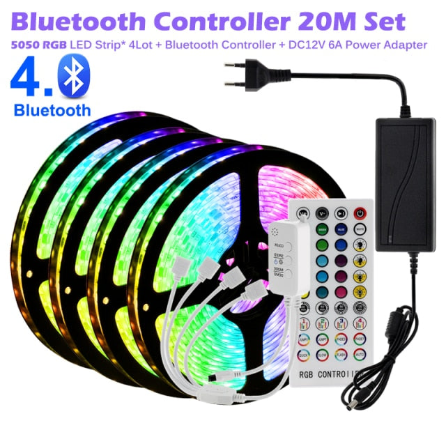 Tiras de Luces LED RGB con Control Remoto, Control Música , Bluetooth y Wifi