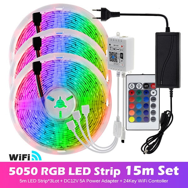 Tiras de Luces LED RGB con Control Remoto, Control Música , Bluetooth y Wifi