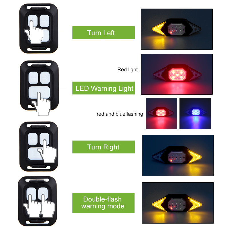 Dispositivo de advertencia de Luz LED con Control Remoto para bicicleta