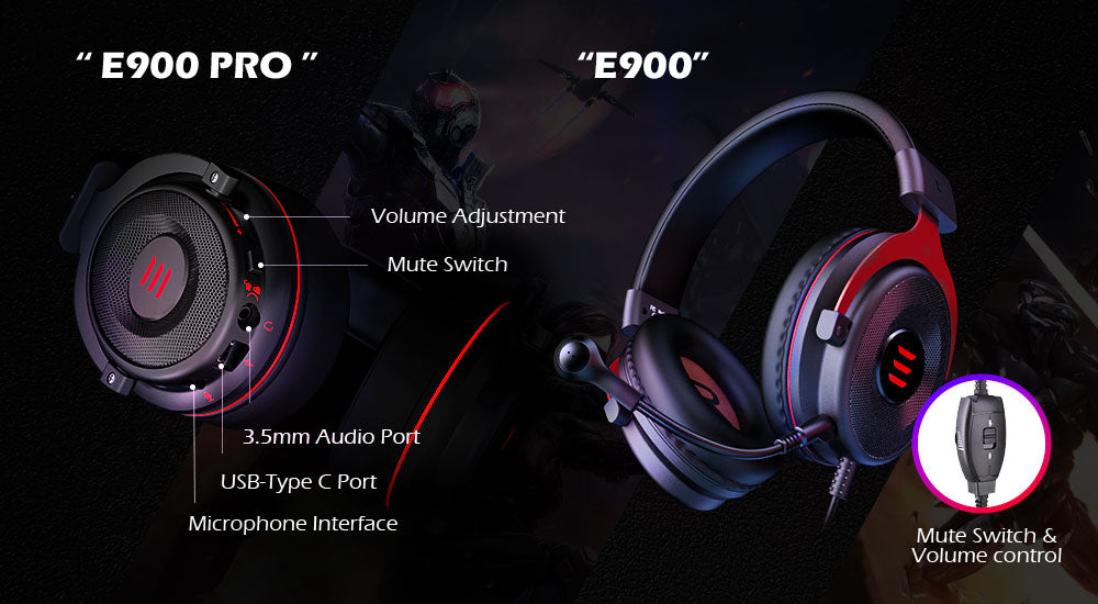 Auriculares para jugadores con micrófono E900/ E900 Pro