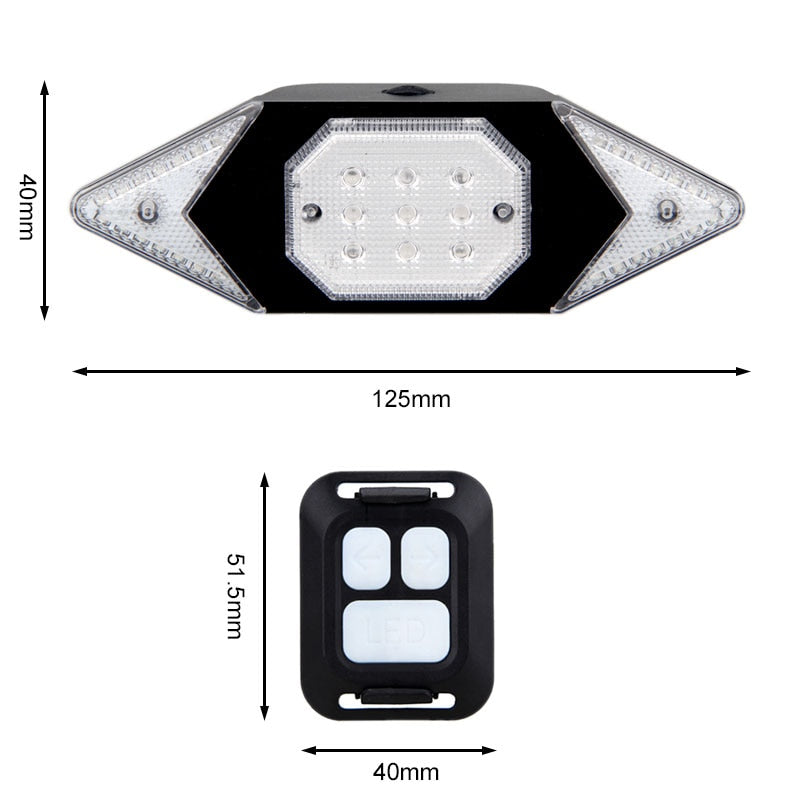 Dispositivo de advertencia de Luz LED con Control Remoto para bicicleta