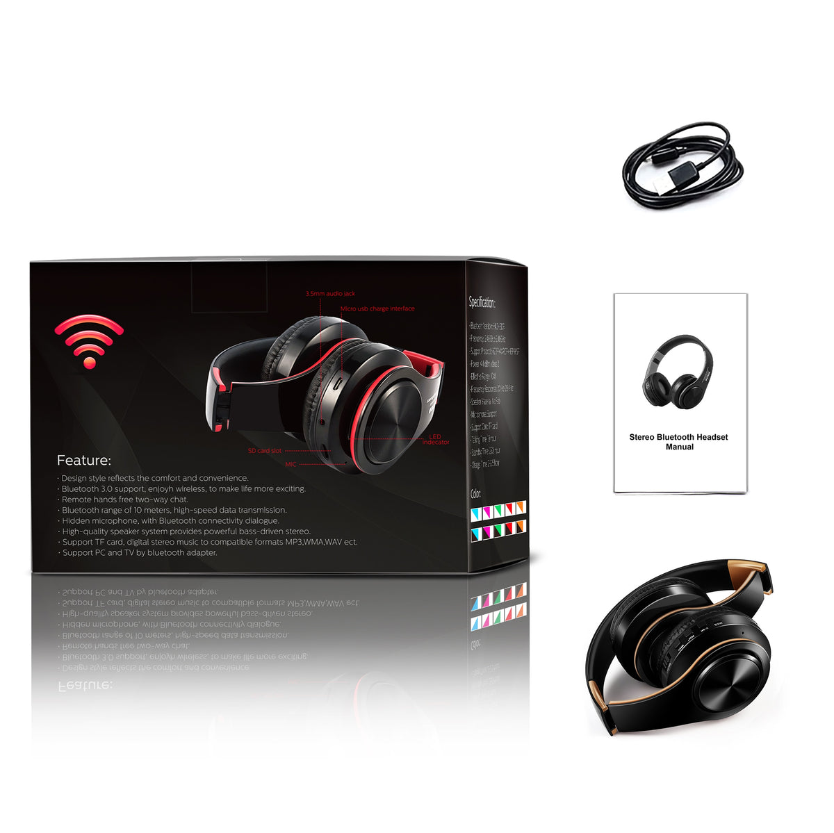 Bluetooth V50 estéreo Super Bass Micrófono incorporado sobre la oreja  Auriculares para teléfonos celulares, smartphones, tabletas, MP3 y todos  los